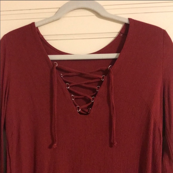 HOST PICK Nicky Burgundy Mini Long Sleeve Dress - Picture 3 of 4